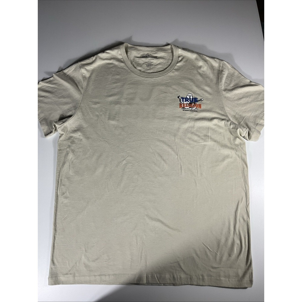True Religion Men's 3XL Gray Buddha Guitar Logo Graphic T-Shirt